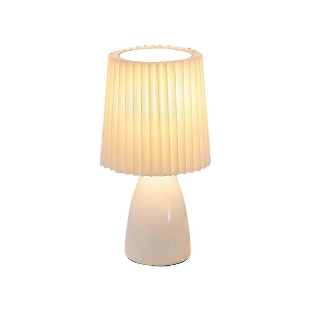 USB Bedside Lamp Retro Pleated Style Table Lamp For Bedroom USB Powered Stepless Dimming White LED