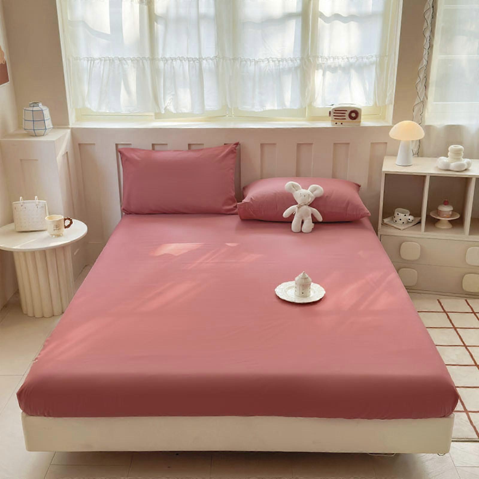 Deep Pocket Fitted Sheets 150x200 cm Set With Pillowcase Non Iron Light Purple Stretches Up To 25 cm