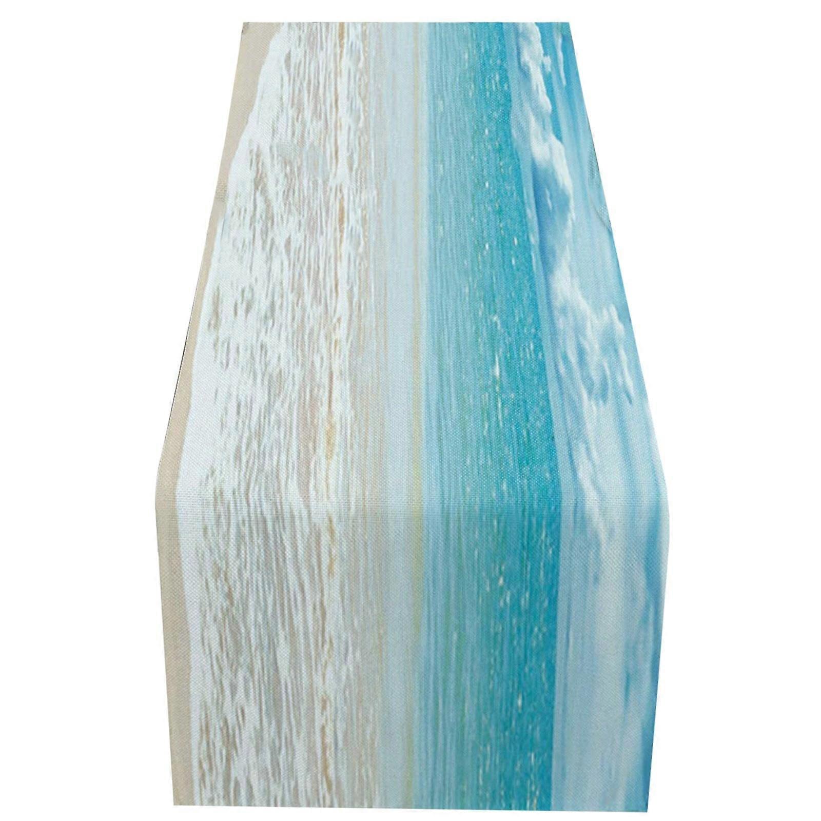 Decorative Table Flag Summer Beach Style Printed Flax Table Flag Summer Atmosphere Home Home Furnishings Table Cloth Coffee Table Tissue