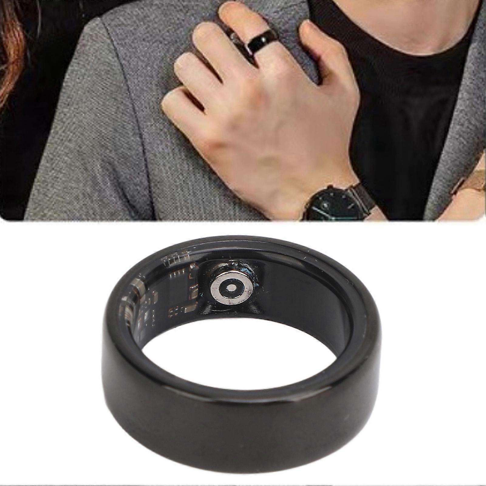Smart Ring Health Tracker Bluetooth Step Counting Sleep Quality Monitoring IP68 Waterproof Health Ring With Charging Case Black Size 12 