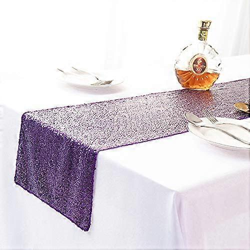 Table Runner Mediterranean Embroidered Sequined Gypsophila Pattern MultiColor Purple AntiWrinkle WearResistant