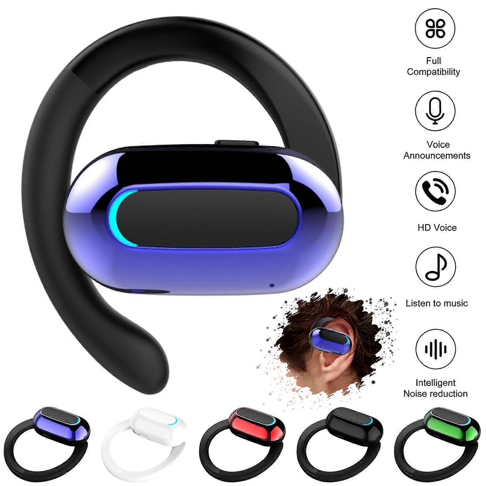 Jacenvly 2024 New Wireless Gaming Headset, Bluetooth Stereo Earphones with Noise Cancelling, Single Ear Hanging Design, Red