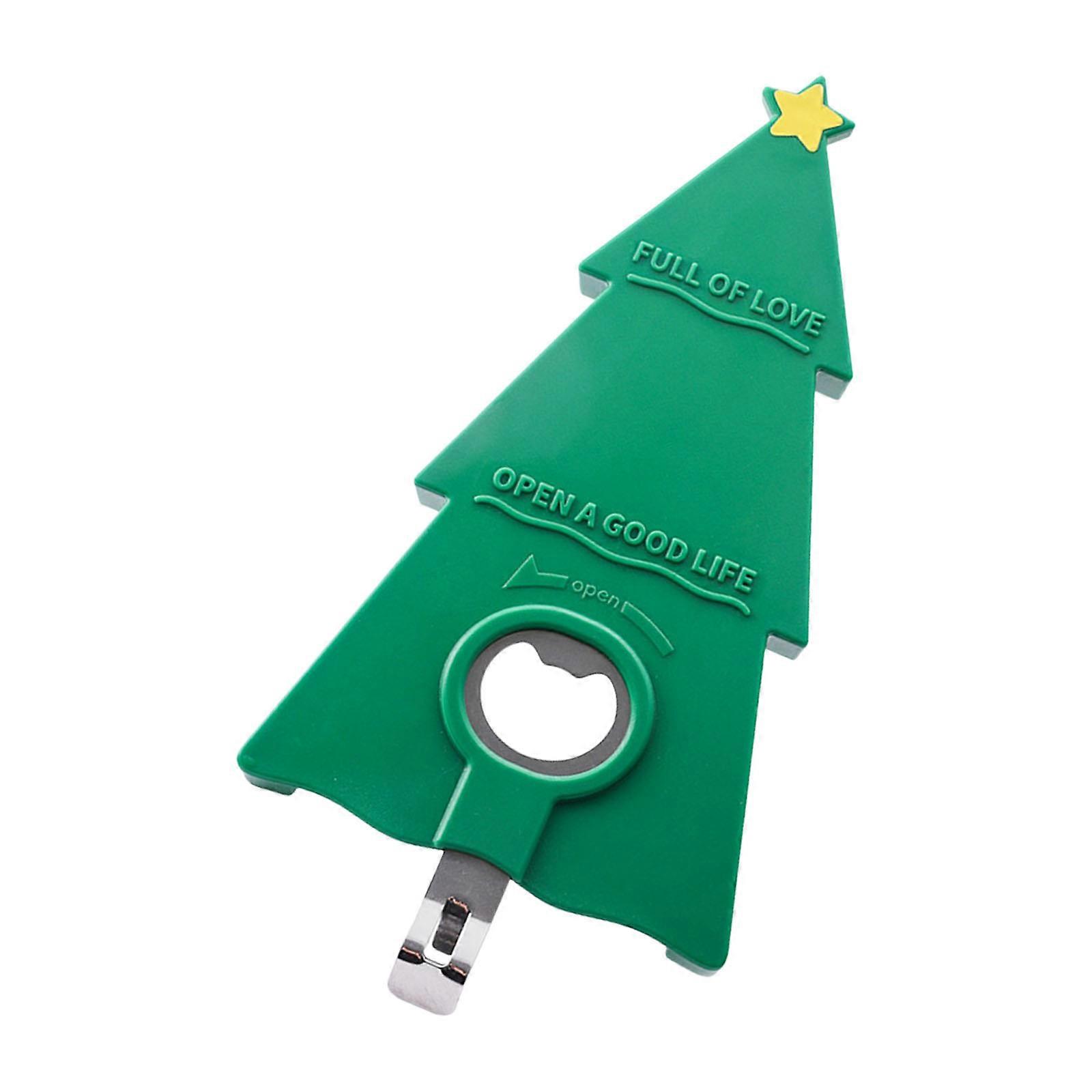 Christmas-Tree Shape Ergonomic Handle Can Opener Multi Function Bottle Opener Magnetic Kitchen Gadget Multicolor