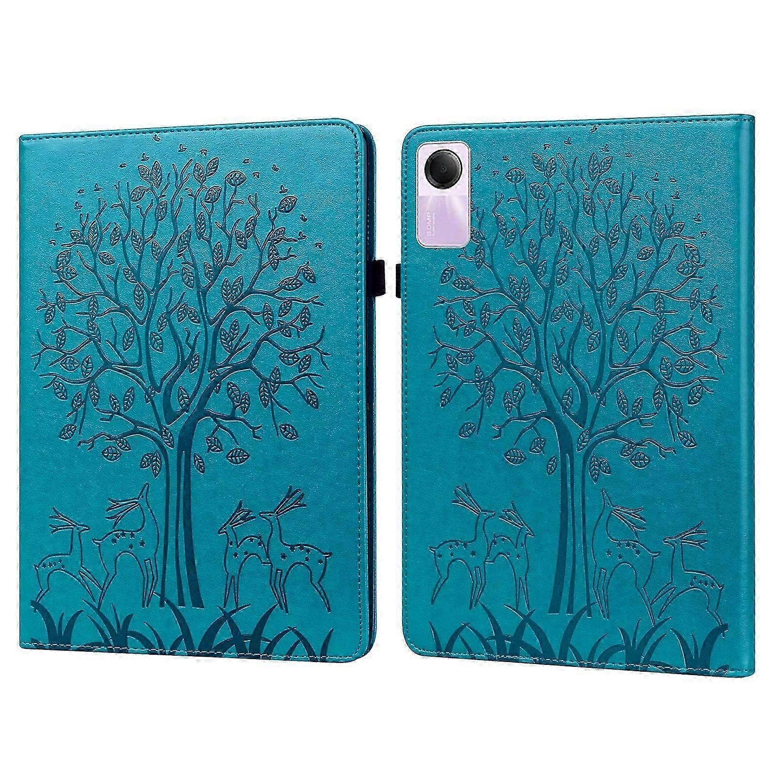 Tree & Deer Embossed Leather Tablet Case
