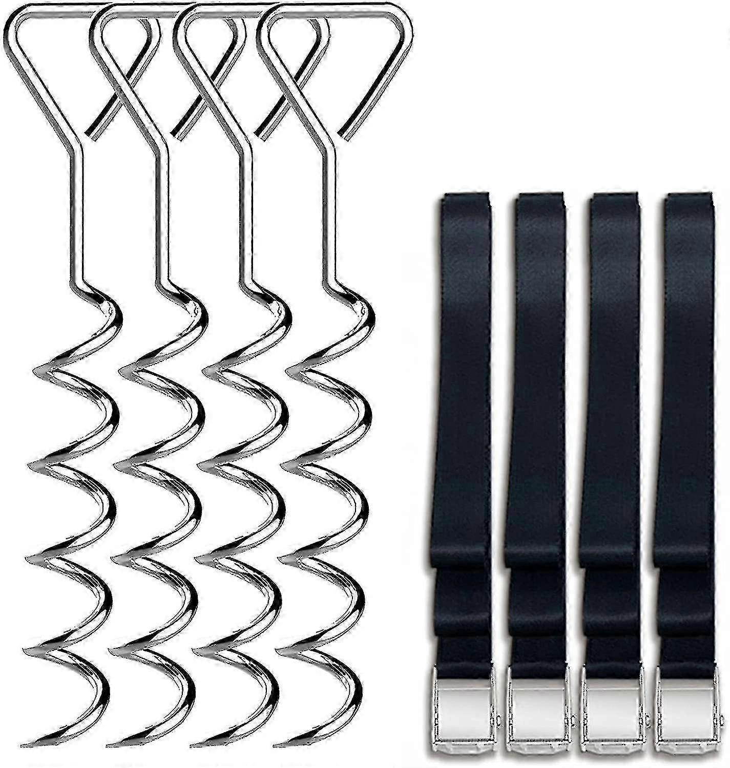 Corkscrew steel stakes for trampolines - durable anchor kit