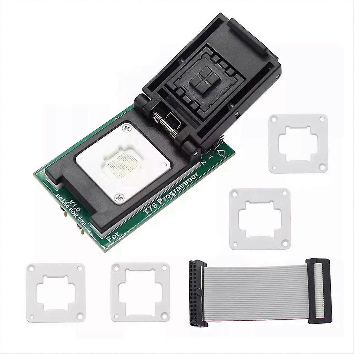EMMC BGA64 Adapter IC Socket for T76 Programmer with Dual Head Spring-Loaded Test Probe Holder + Li