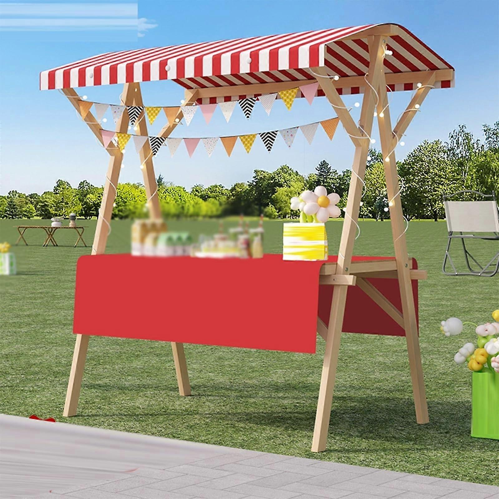 Portable Folding Pushcart With Wheels 150 Cm Width Red Lightweight Outdoor Market Stall Display Stand