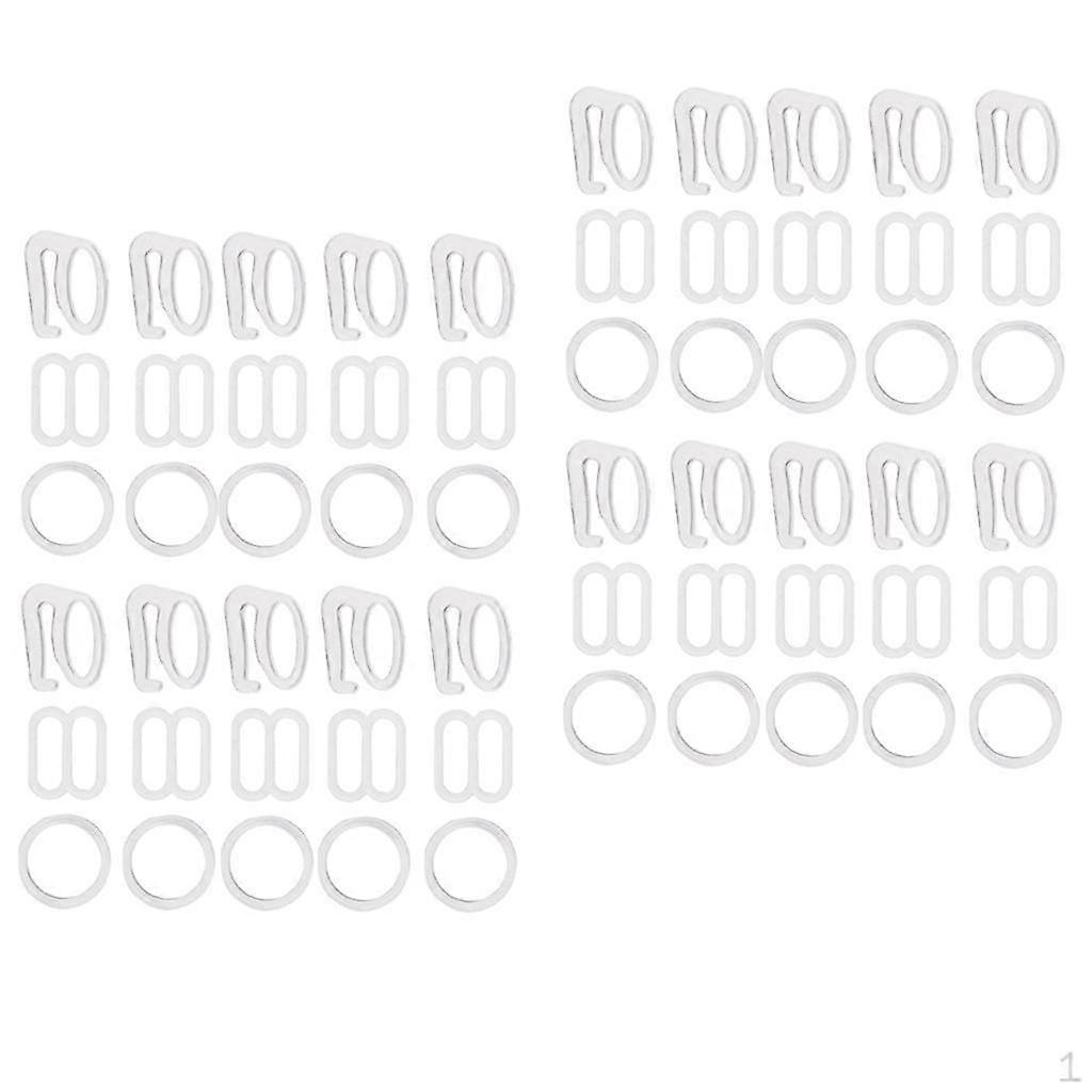 20 Sets Nylon Bra Strap Adjuster Slider / Hook O Craft White