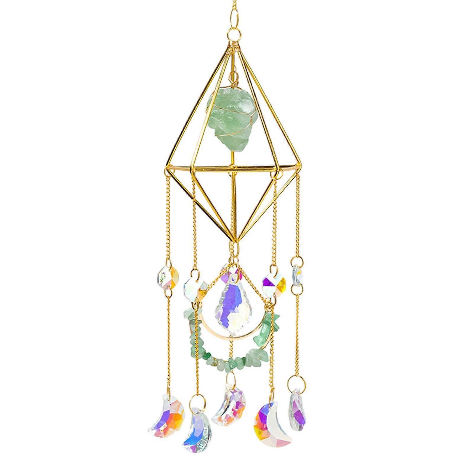 Raws Crystal Geometries Wind Chimes for Balcony Hanging Decoration and Ambient Sound Creation Multicolor