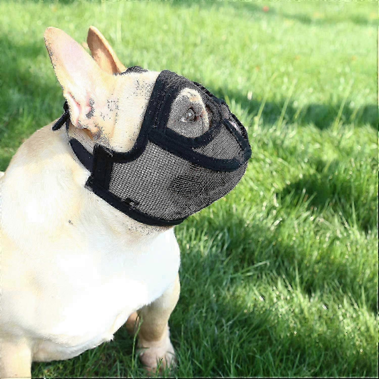 Dog Muzzle For Bulldogs, Dog Muzzle With Short Snout, Adjustable Mesh Dog Muzzle Prevent Biting For Peking Shih-tzu