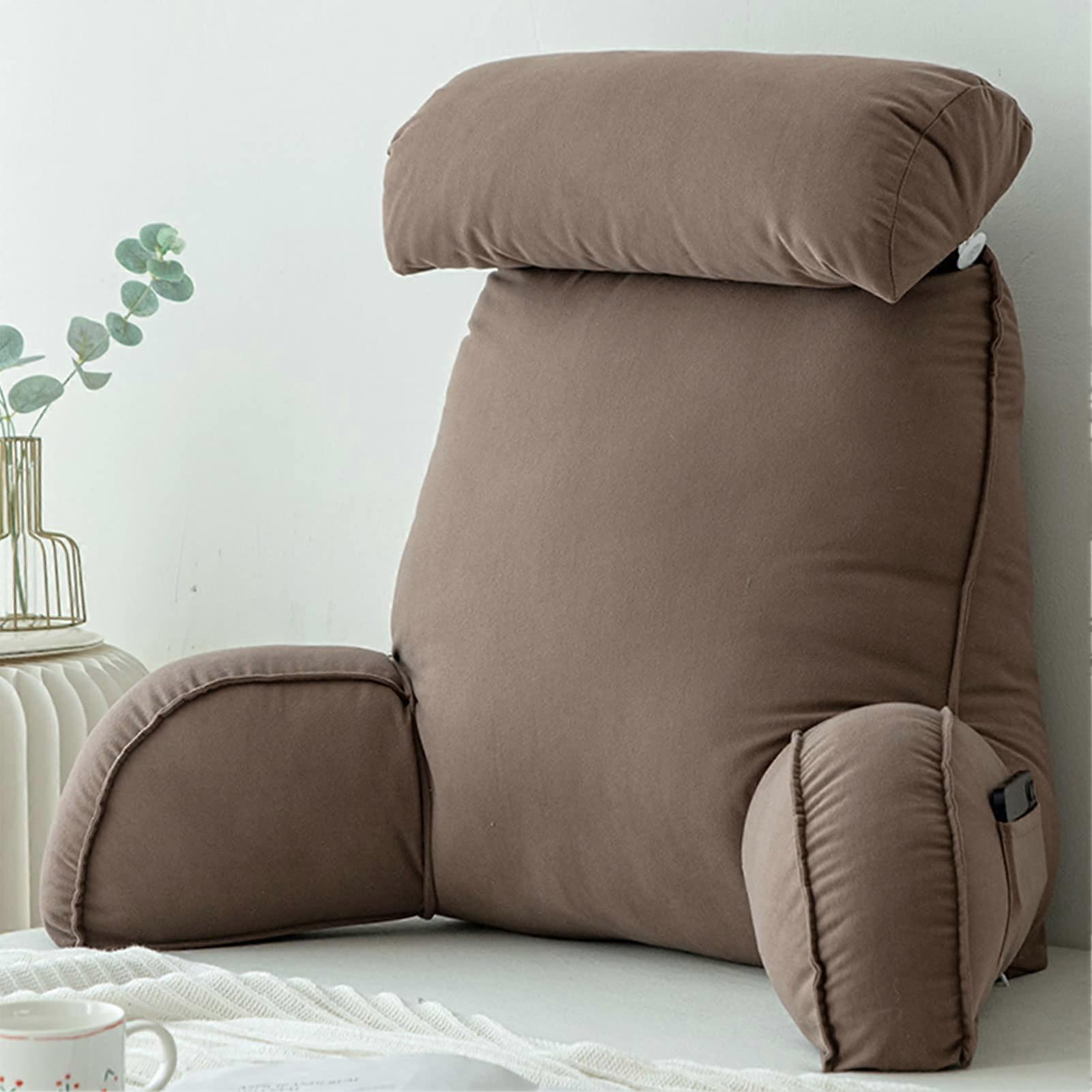 Reading Pillow with Armrests and Neck Roll, Back Support Cushion for Bed or Sofa, Removable Cover for Teens and Adults