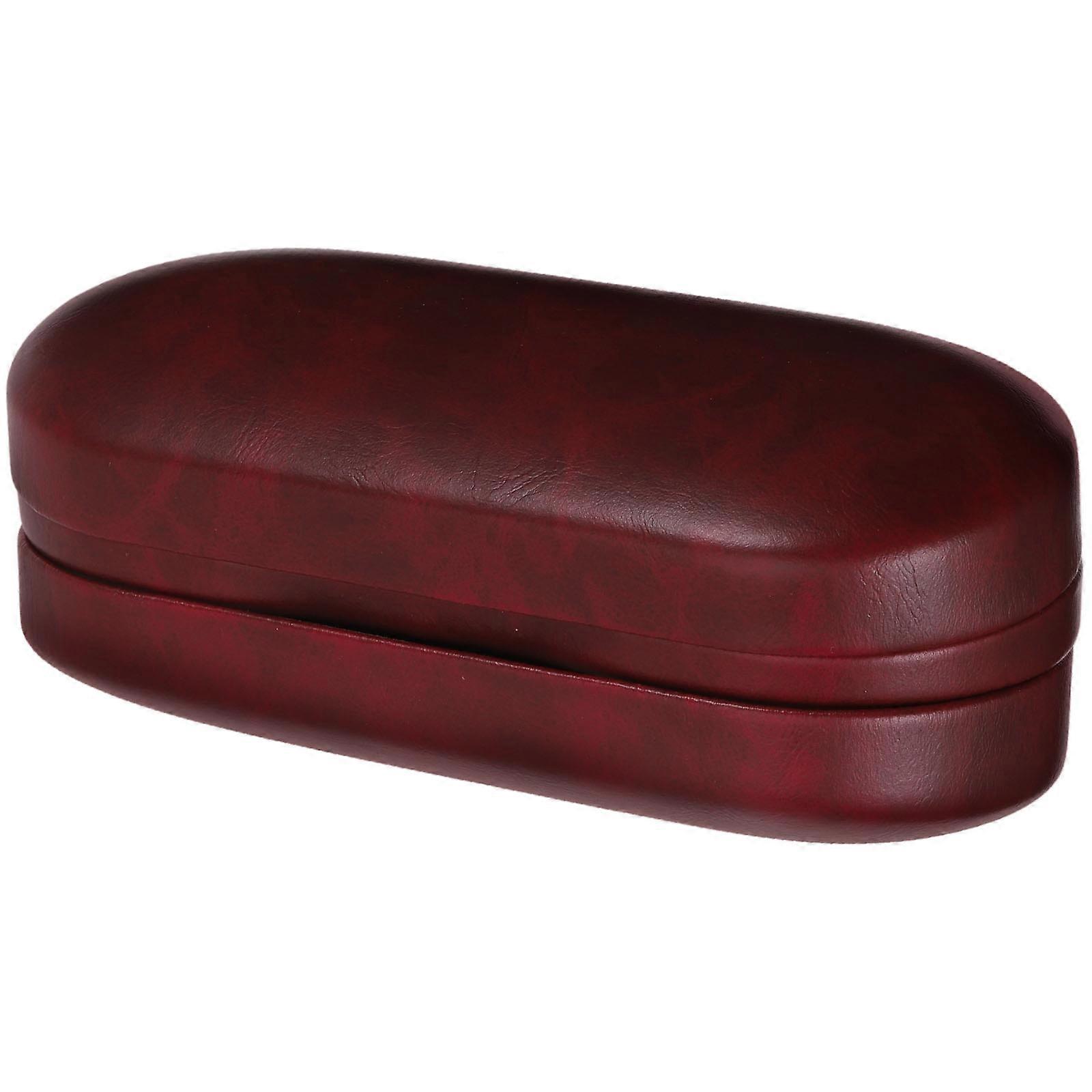 Dual Layer Glasses Case Rectangular Organizer For Glasses Daily Use Dark Red 1Set