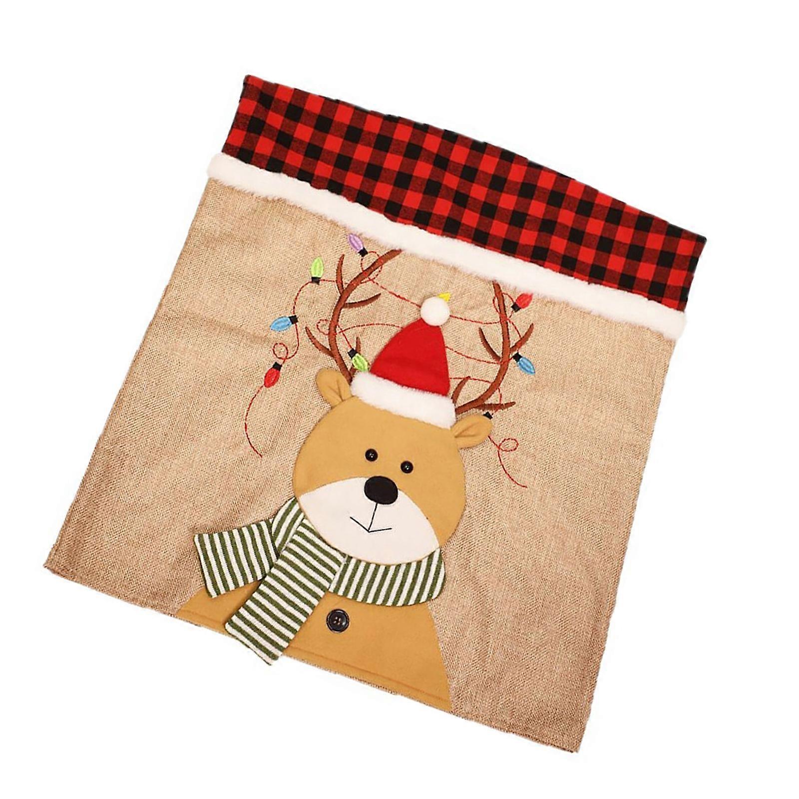 Holiday Dining Chair Cover Checkered Pattern Easy To Clean Polyester Party Table Decors Multicolor