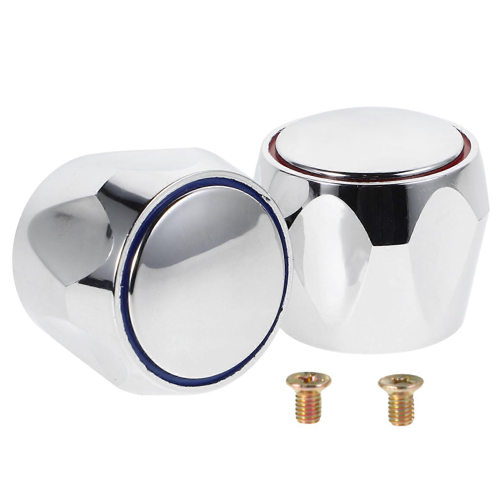 Replacement Knobs For Bathroom And Kitchen Faucets 1 Set Square Stem Plastic Silver Easy Rotation