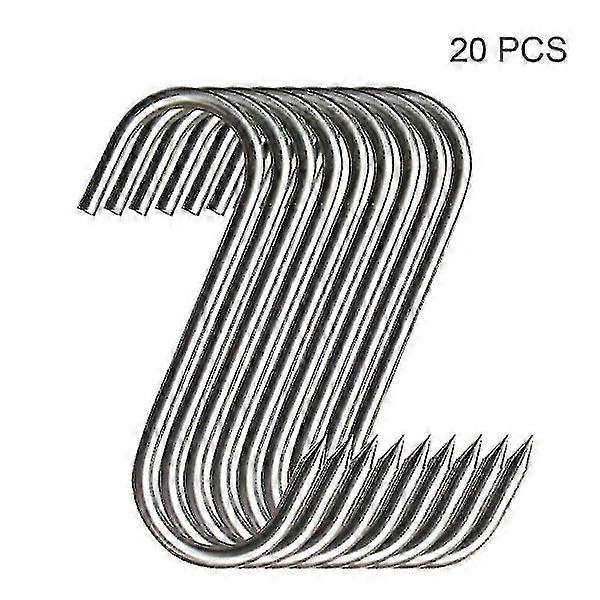 20 pcs Stainless Steel S Hooks with Tip Utensils Kitchen Meat Hooks Pan Clothes Hanger [DB] yc
