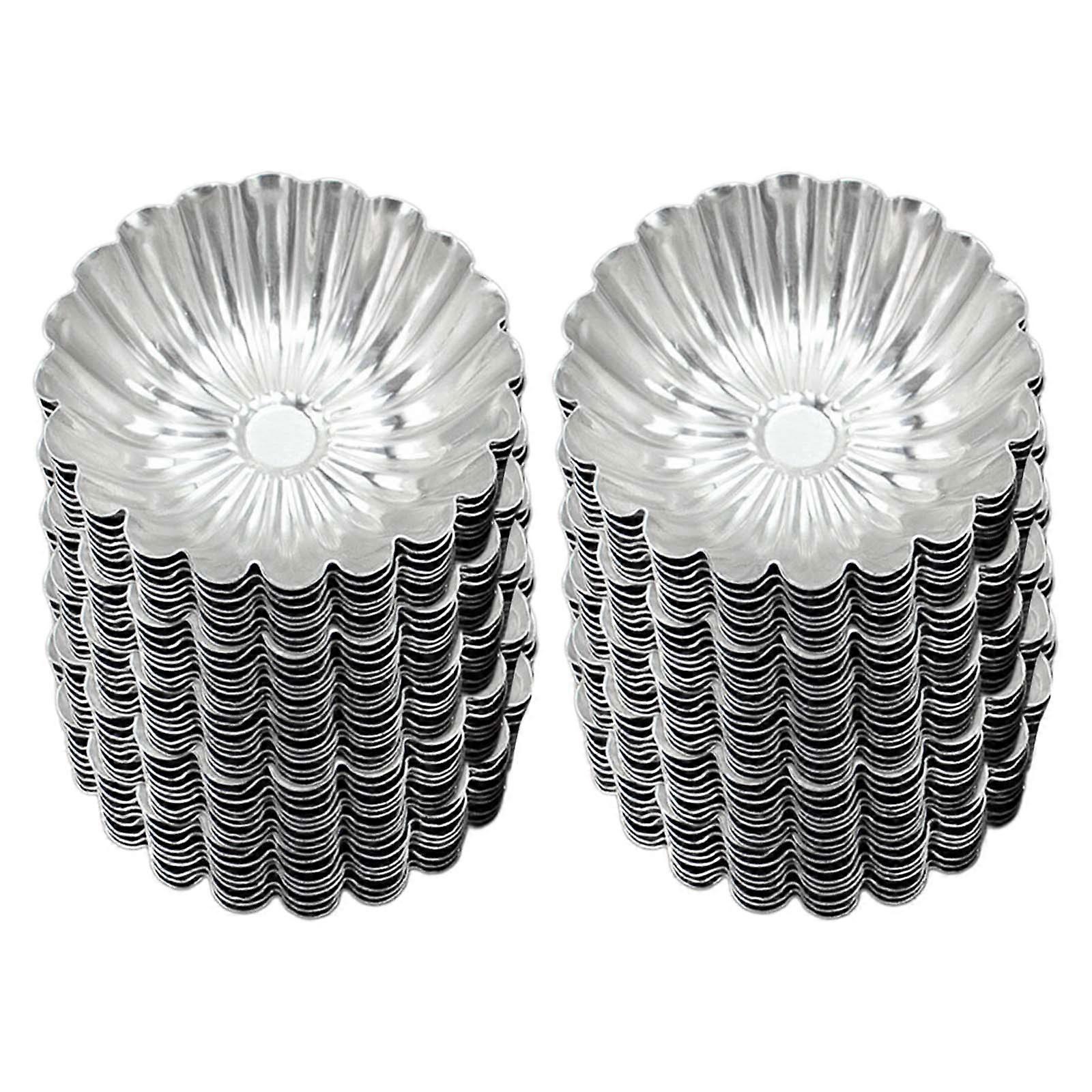 Lot de 100 oeufs de chrysanthème moule à tarte Moule à muffins à gâteau en alliage d’aluminium Moules à cupcakes Outils de cuisson de cuisine S