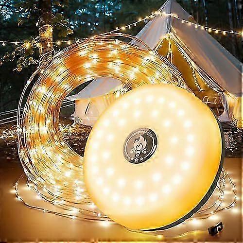 32.8 ft Camping String Lights - 8 Modes 2 - in - 1 Rechargeable Waterproof & Portable USB Lights for Outdoor Decor
