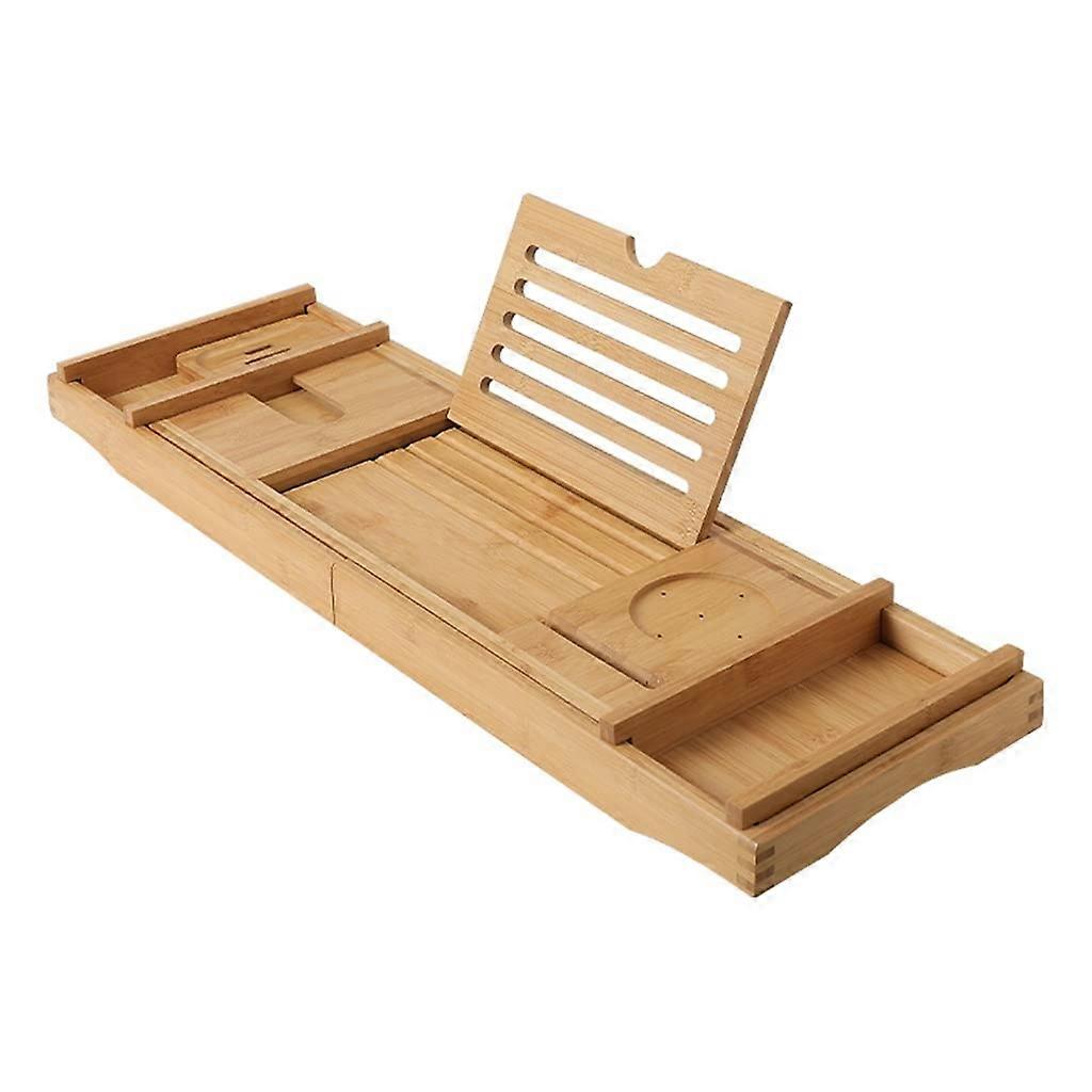 Retractable Bathtub Caddy Tray with Adjustable Shelf for Wine Glasses, Books and Spa Relaxation