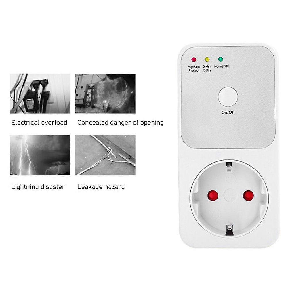 Protector Voltage Relay Electrical Socket, Refrigerator Voltage Protector Multifunctional for Home Appliance EU Plug