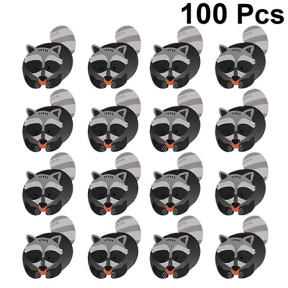 100ピース動物アライグマデザインロリポップ紙カードパーティーキャンディー包装装飾メッセージカードロリポップなしDIYラッピングカード