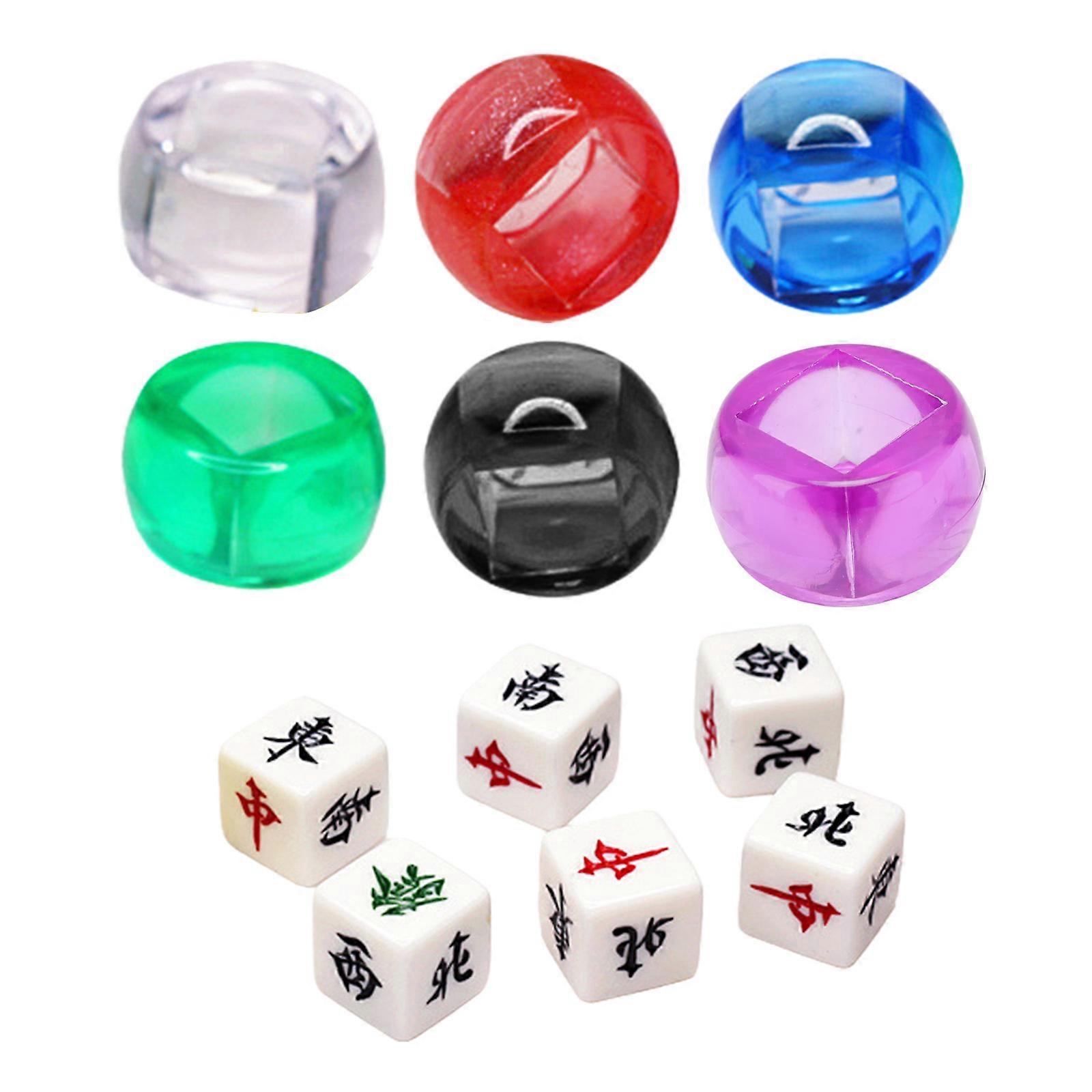 Acrylic 6 Sided Round Corner Dices Chinese Mahjong Role Playing Dices for Table Game, Classroom Teaching Easy to Use Multicolor