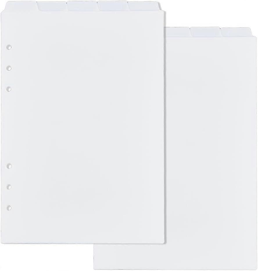 2 Sets 10 Sheets A5 Index Binder Dividers White Plastic Binder Dividers with Top Tabs 6 Ring Binder Dividers Binder Dividers Pages with 5-Tabs for Pla