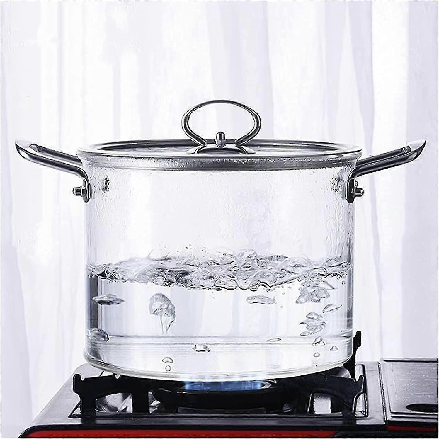 Heat-resistant Glass Saucepan Transparent Borosilicate Stovetop Pot With Lid And Handle, Noodles, Nonstick 2.5L Clear