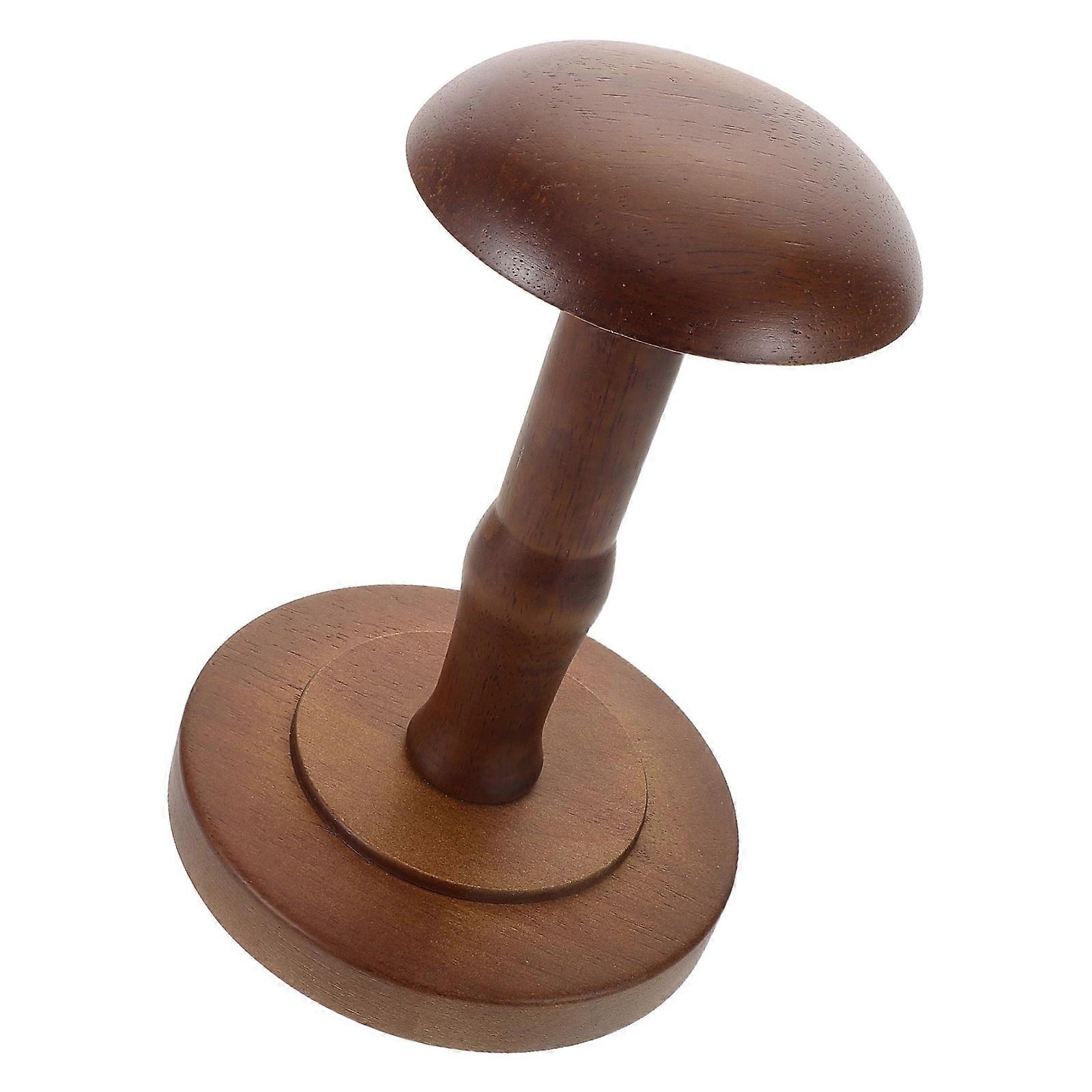 Wooden Hat Stand Hat Display Stand for Desktop Brown Rustic Organizer