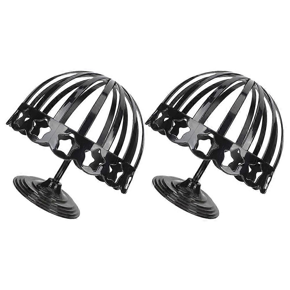 Hat Rack Display Stand for Caps Black Plastic 2Pcs Elastic Support Function