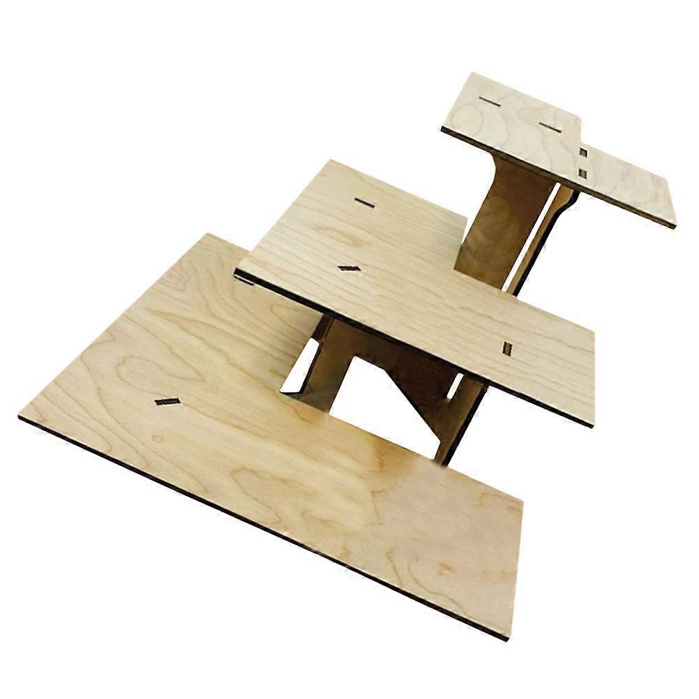 Wooden Corner Display Stand for Food Display Beige 1Set