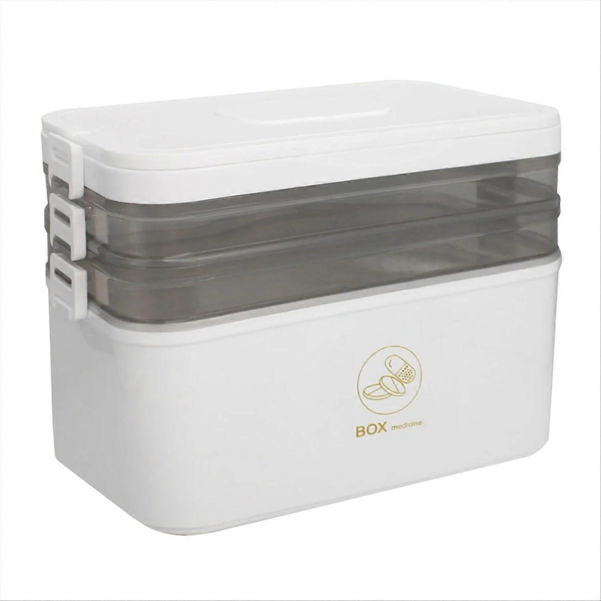 Portable medicine box 3-layer partition large-capacity storage box