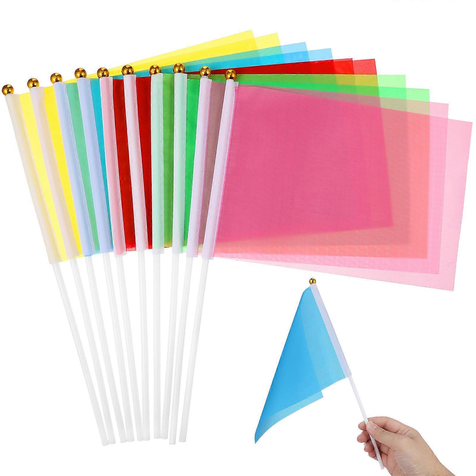 Assorted Color Square Waving Flags for Party Use Made of Polyester Lightweight and Durable 50 Pieces 6x6 Inches