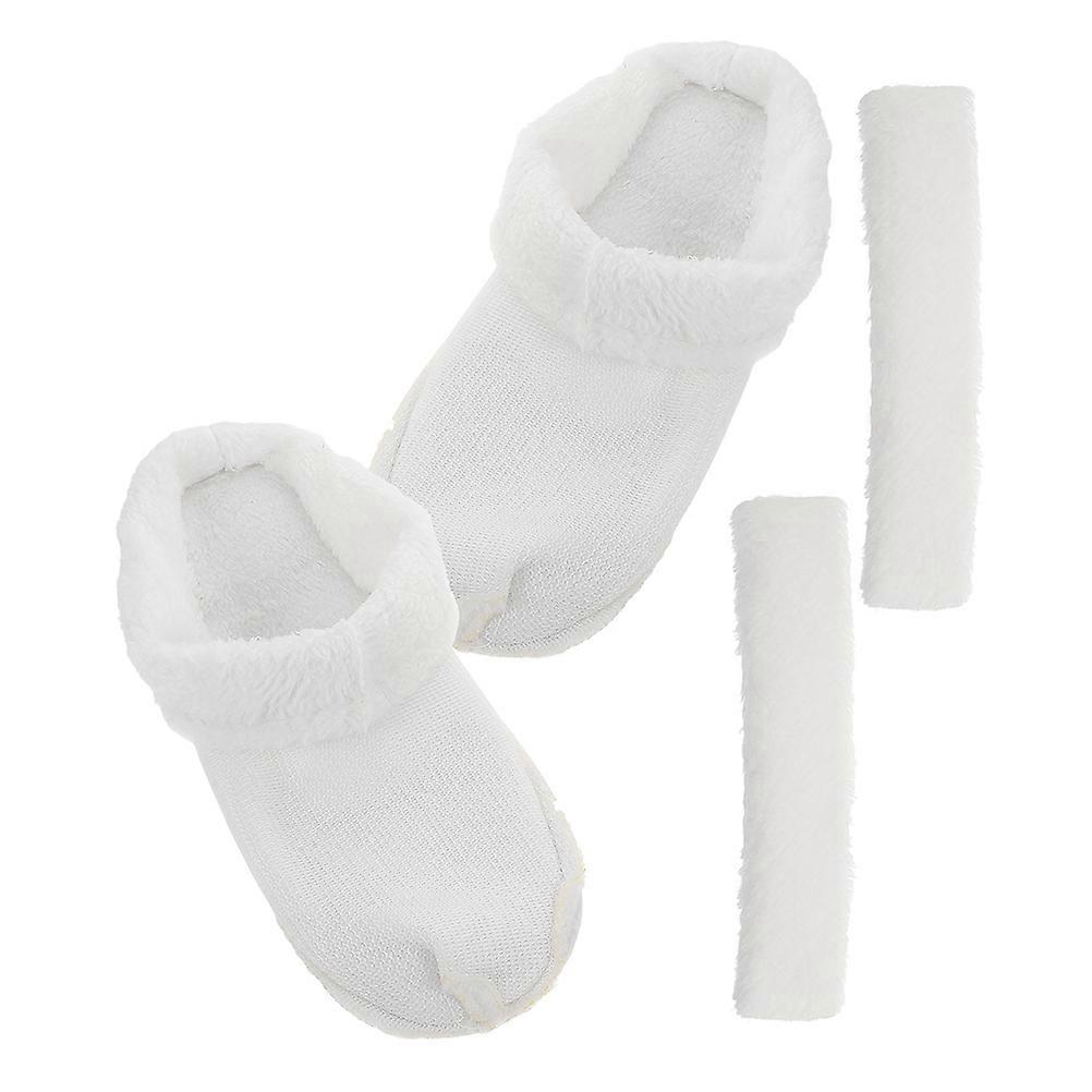 Warm Plush Shoe Liners with Removable Cotton Liner 1Set White