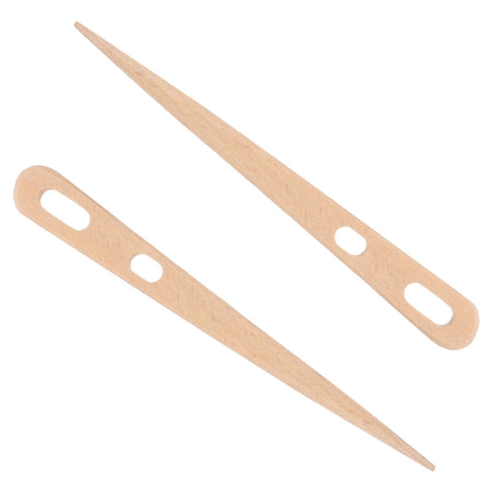 Weaving Tool Wooden Weaving Needles Handcraft Tools For Diy Projects Light Yellow 1Pair