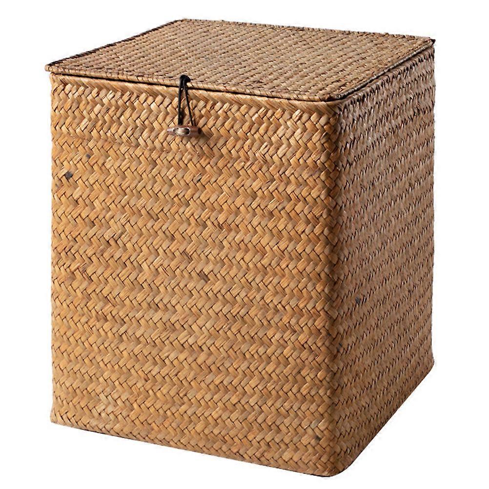 Large Storage Basket Straw Basket for Home Use with Lid