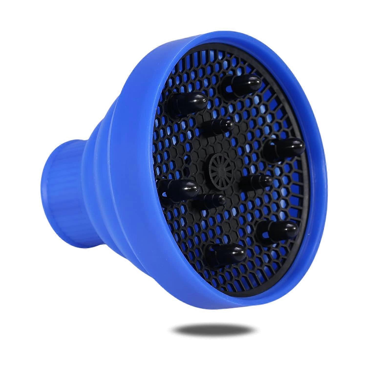 Hair Dryer Diffuser Universal Foldable Silicone Attachment for Curly Hair Fast Drying Blue