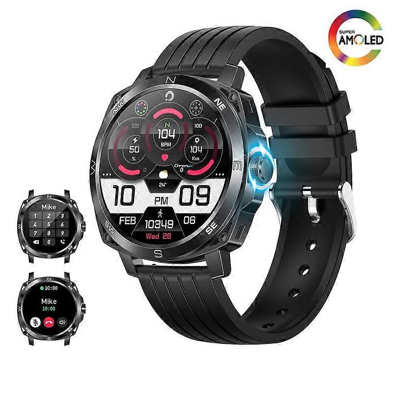 Chronus Smart Watch for Men Make Answer Calls 1.43" AMOLED Ultra HD Screen for Android iPhone Black