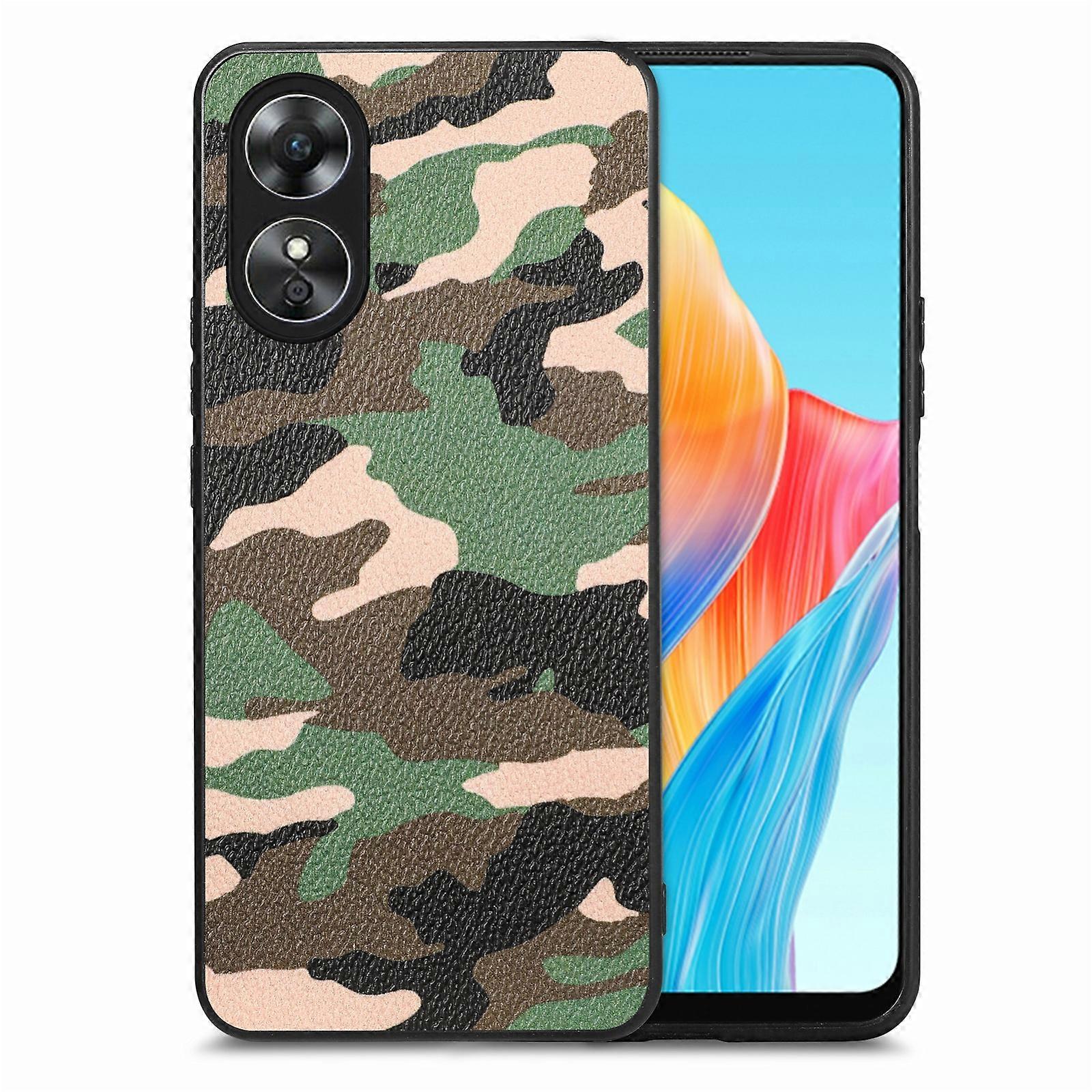 Retro Camouflage Leather Back Phone Case