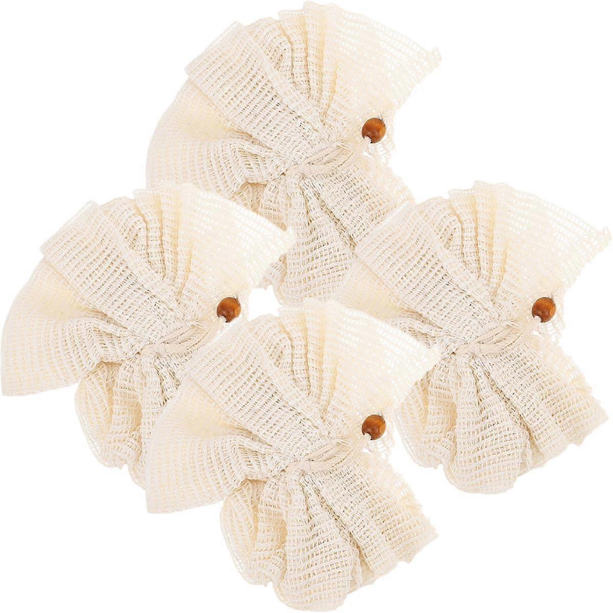4Pcs Bath Loofah Sponge for Gentle Exfoliation, Rich Foam and Smooth Skin QuickDry Puff Set
