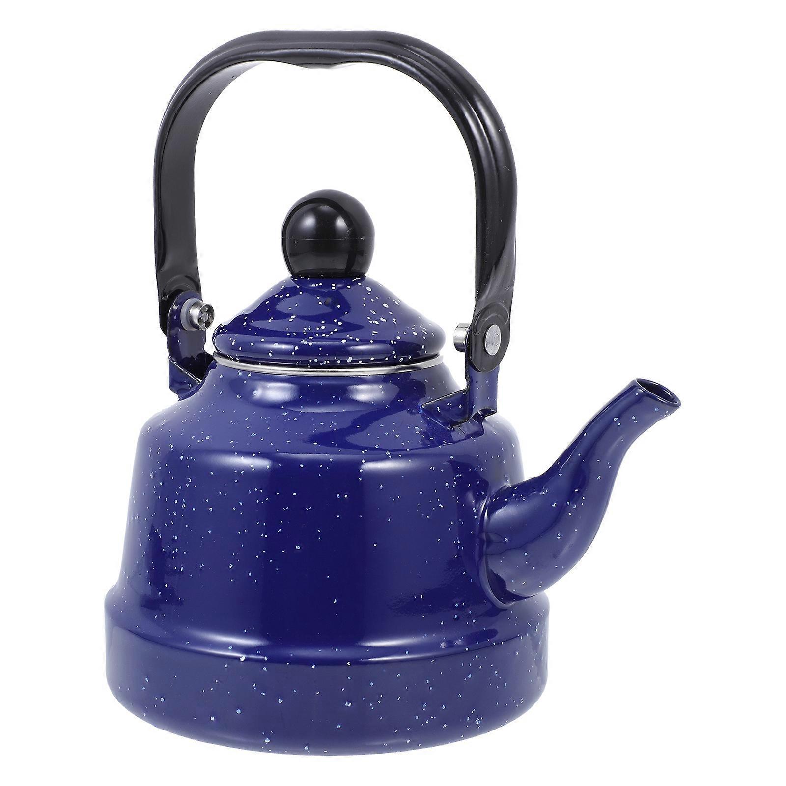 Blue Enamel Water Boiling Kettle for Household Use 3Pcs Set