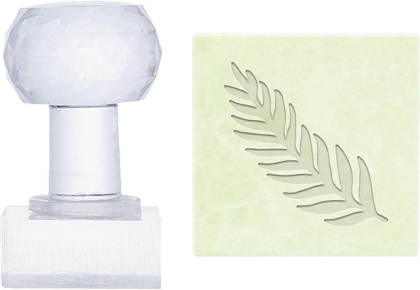 Soap Stamp Leaf Pattern Stamping Imprint Stamp 0.7 Inch Square Plant Soap Chapter Soap Stamp with Handle for DIY Handmade Soap Envelope Invitation Car
