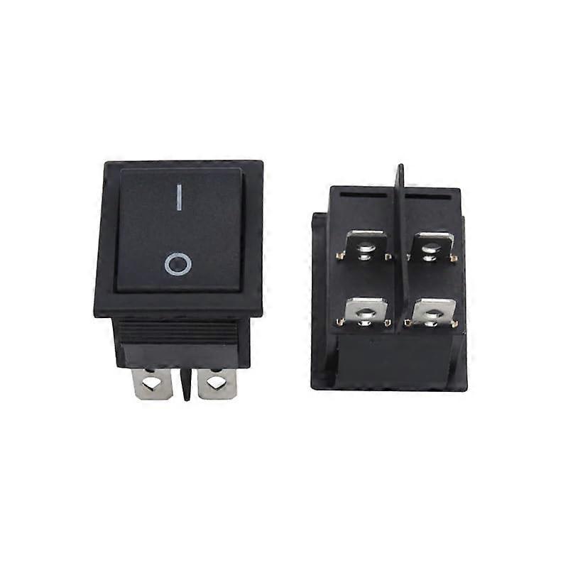2pcs Black DPST 15A 250V 20A 125V 4 Pins On/Off Rocker Switch Spring Momentary Automatic Reset