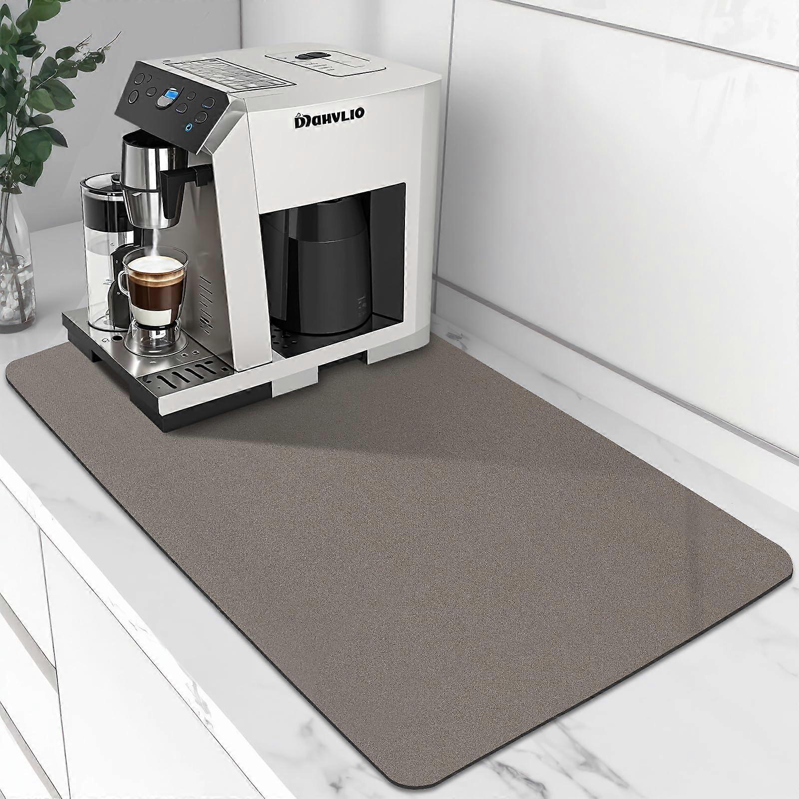 Coffee Maker Mat with Quick Dry Absorption and NonSlip Rubber Backing, Brown 17'x31.5'