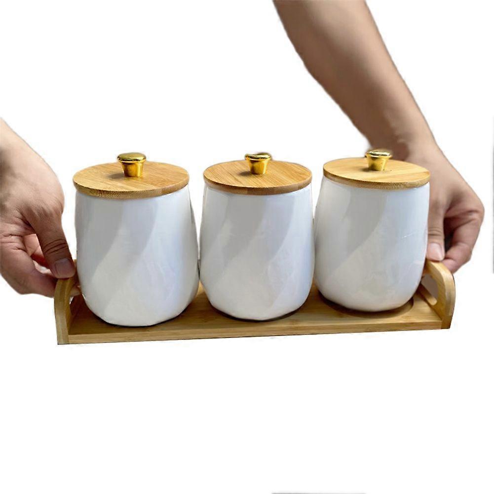 Ceramic Canisters Set for Sugar Coffee Tea, Exquisite Storage Containers Sets with Serving Tray Deco