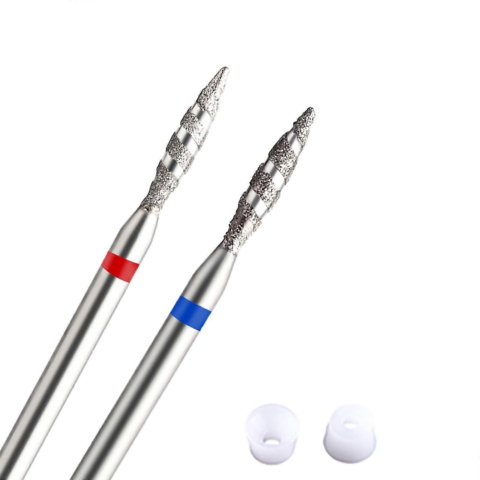 2PCS 3/32' Flame Shaped Diamond Nail Drill Bit for Cuticle Removal and Callus Smoothing
