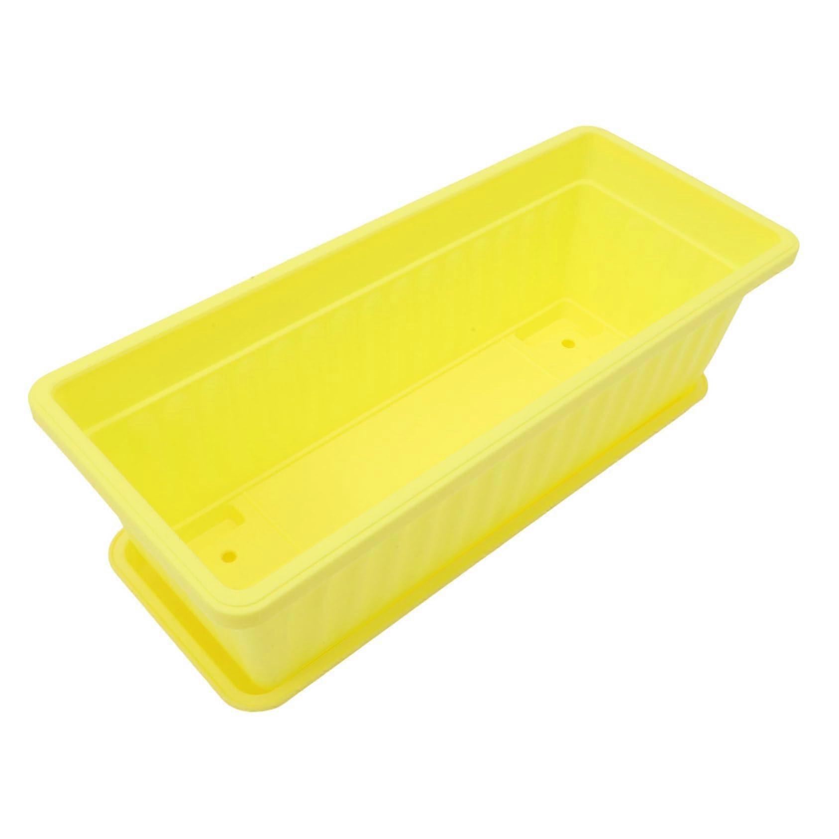 Large Rectangular Garden Planter Box with Multiple Drainage Holes for Indoor Outdoor Use Yellow