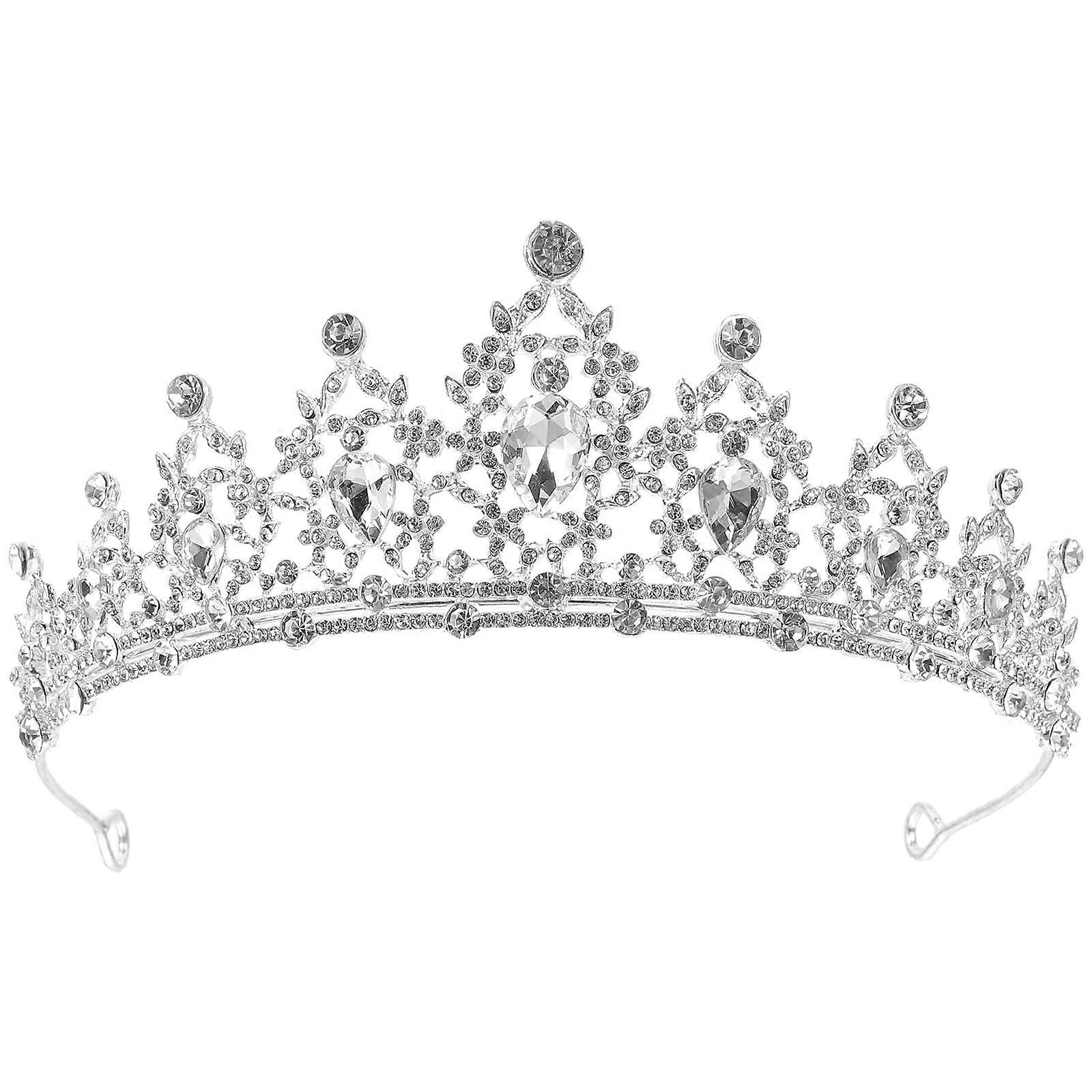 Silver Rhinestone Wedding Crown for Decor Bridal Tiara Accessory