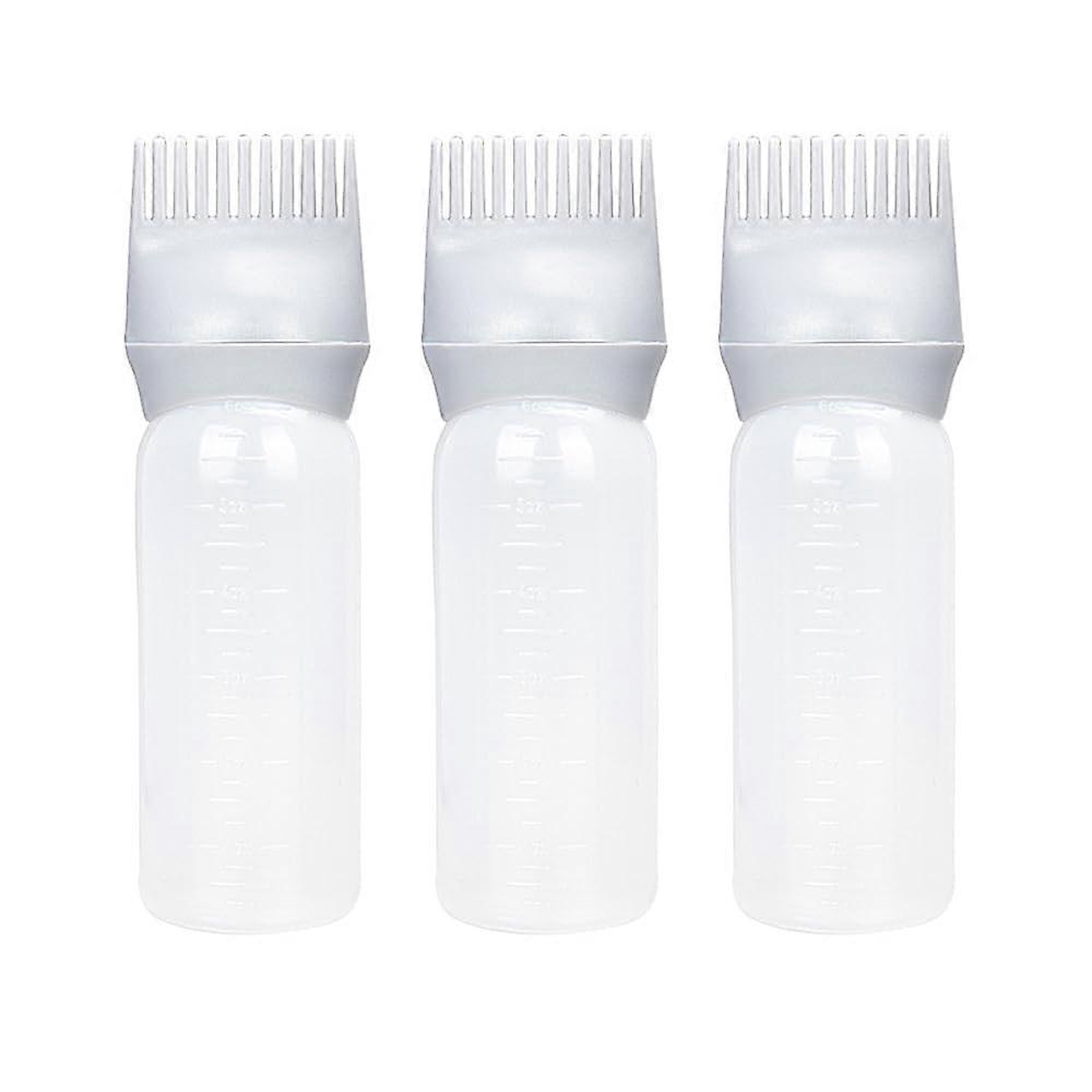 3 Pack Hair Dye and Oil Applicator Bottles with Root Comb, Graduated Scale, Even Coverage (Grey White)