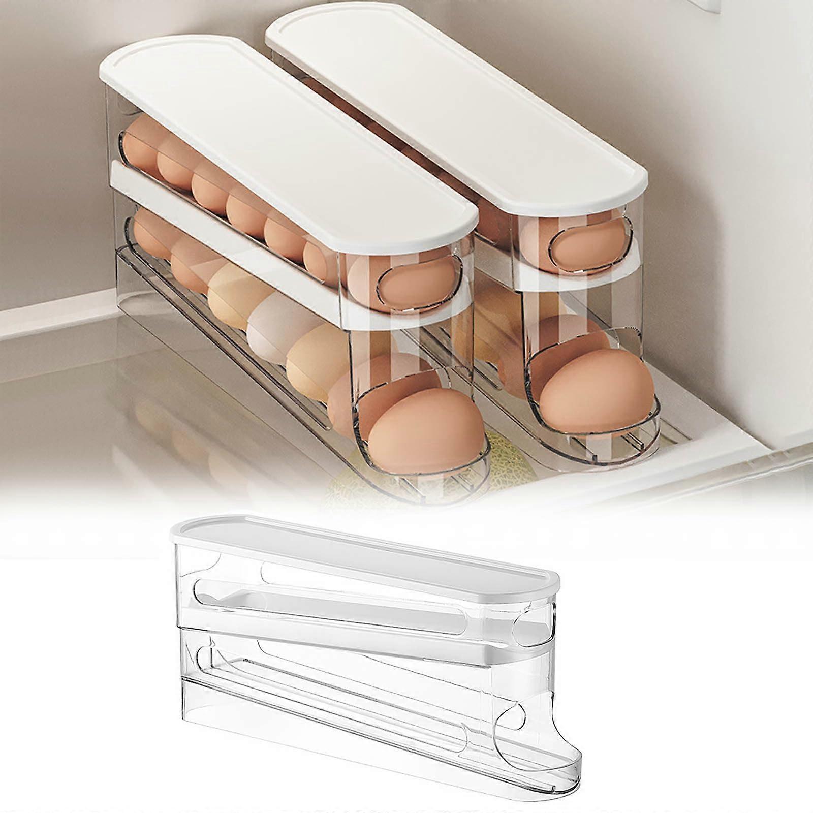 Egg Holder for Fridge with Automatic Rolling Design, 2Tier SpaceSaving 16 Egg Storage Rack