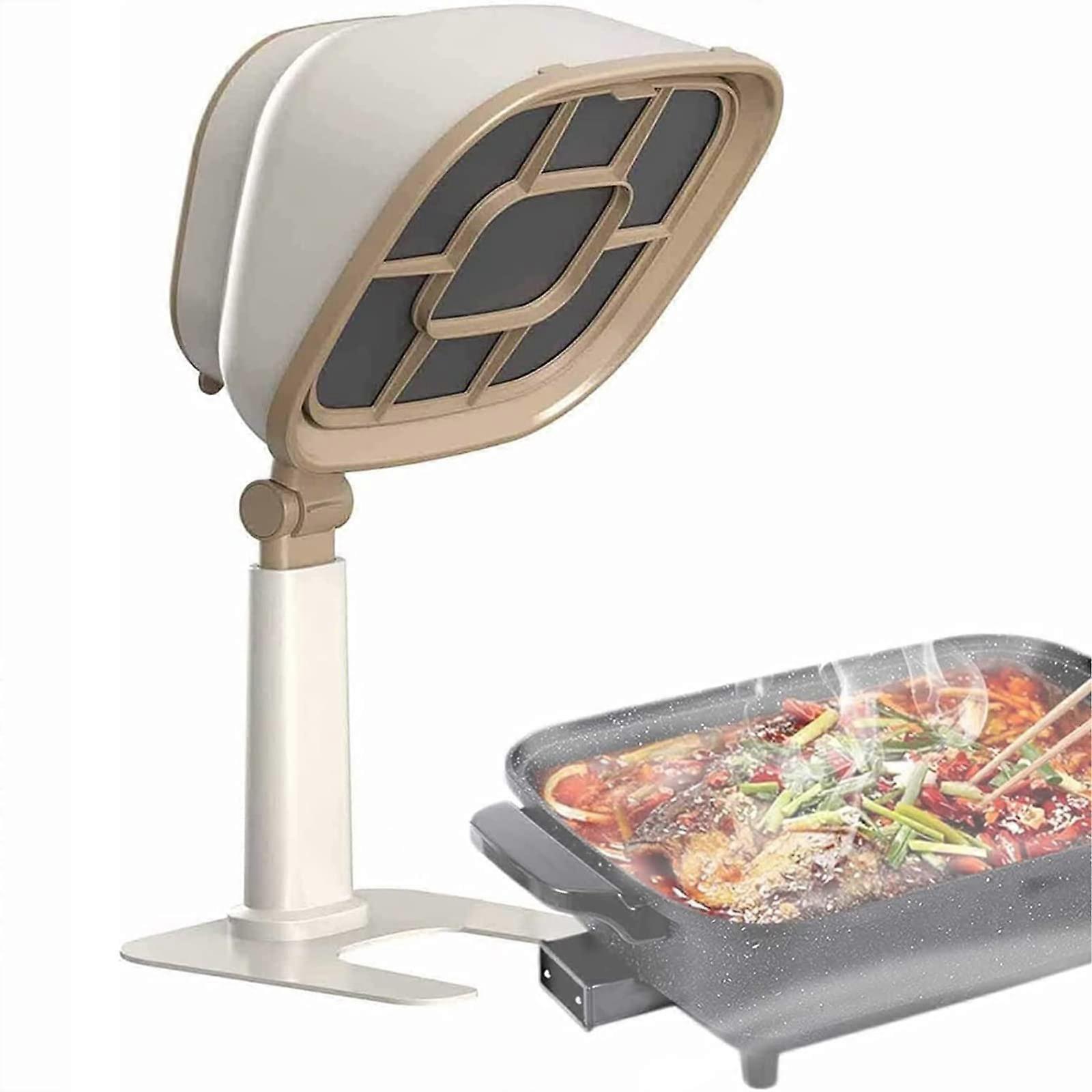 Portable Range Hood with Powerful Airflow and Adjustable Height for Hot Pot BBQ White